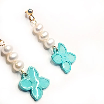 Hydrangea 3 Pearl Drop Earrings